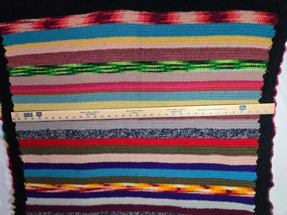 Handmade Crochet Afghan Throw Blanket Multi Color Striped